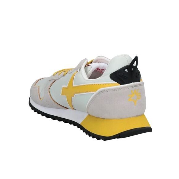 W6YZ Leather Techno Fabric Sneakers US8.5 EU42 Ivory Logo Multicolor - Picture 3 of 9